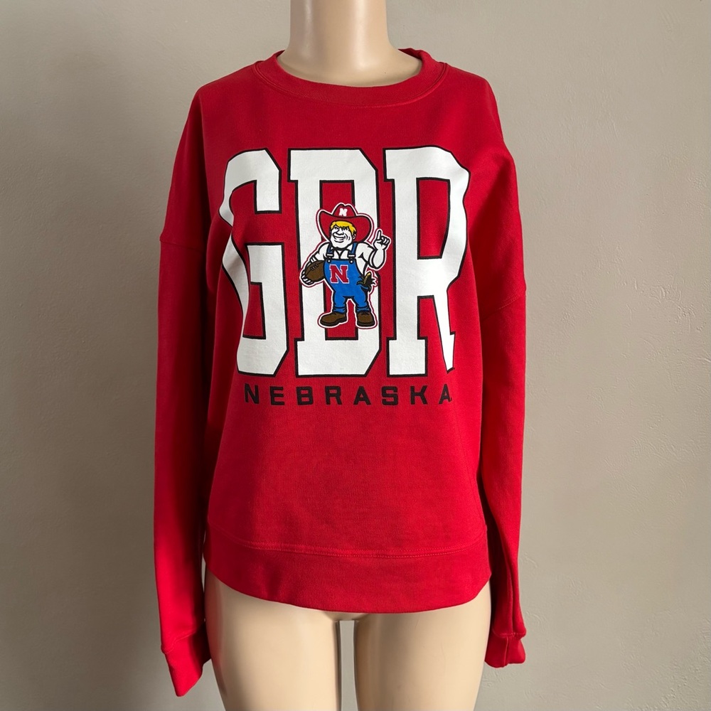 Champion Nebraska Cornhuskers GBR Go Big Red Mascot Crew Sweatshirt Red Medium